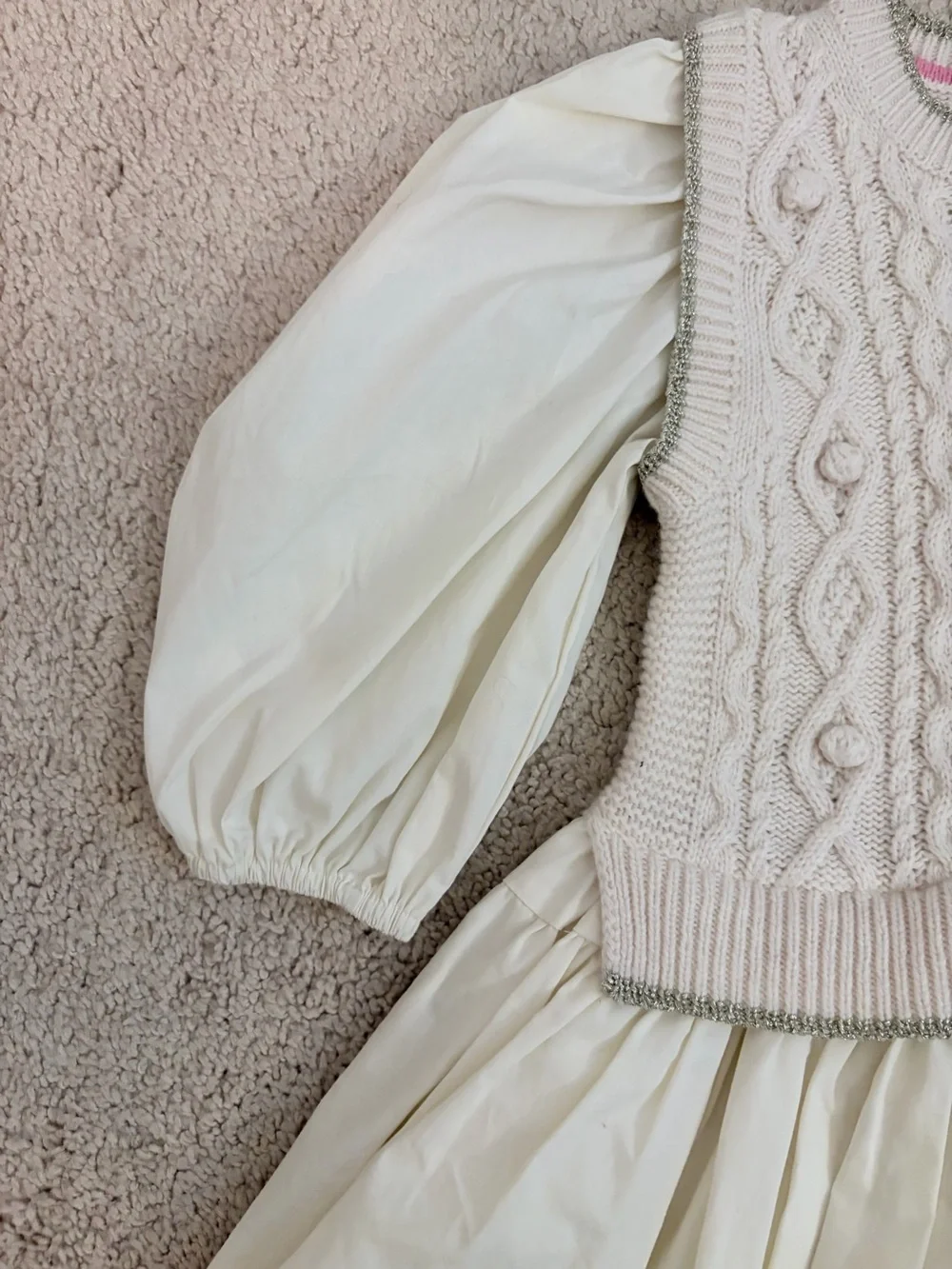 A Loves A Girls Cream Knit Dress w/ Tulle Skirt Girls‎ Size 6 NWT